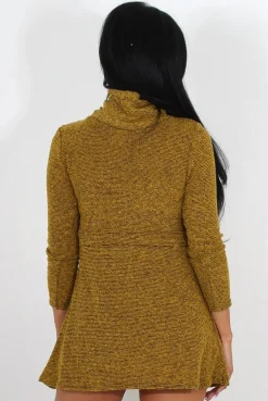 Rebellious Fashion Poppie Mustard Cowl Neck Dress