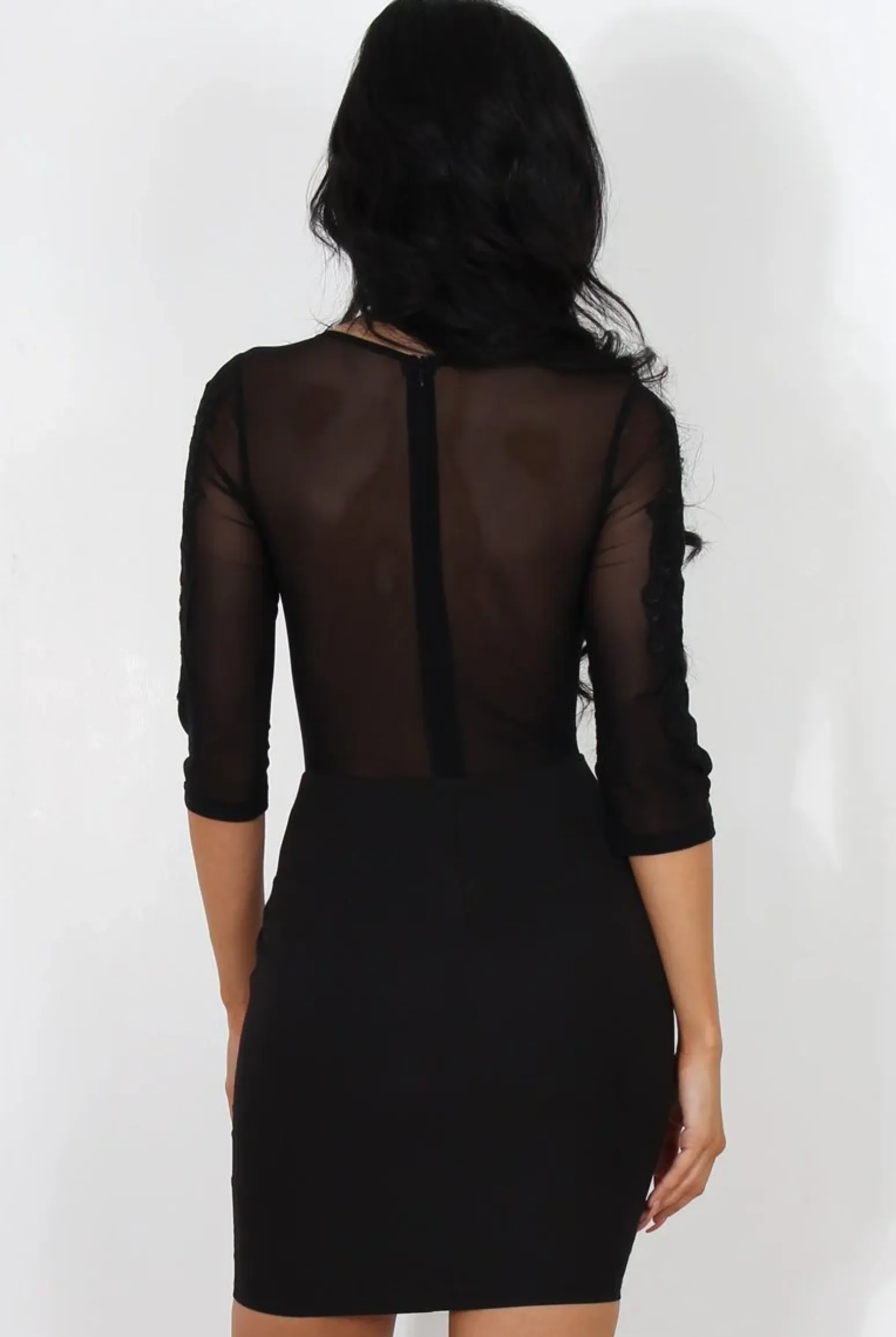 Rebellious Fashion Posey Black Sheer Panel Dress