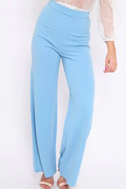 Rebellious Fashion Powder Blue High Waist Flare Trousers -Tisha