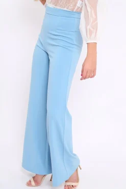 Rebellious Fashion Powder Blue High Waist Flare Trousers -Tisha