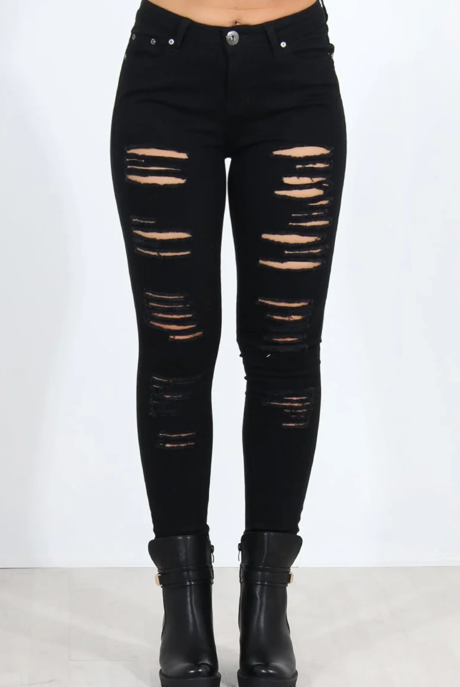 Rebellious Fashion Prim Black Ripped Knee Skinny Jeans