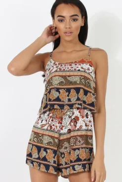 Rebellious Fashion Print Layered Playsuit - Darla
