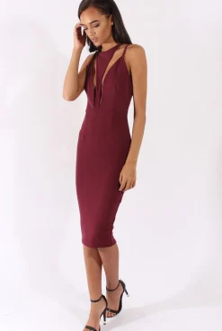 Rebellious Fashion Purple Cut Out Strappy Midi Dress - Lotus