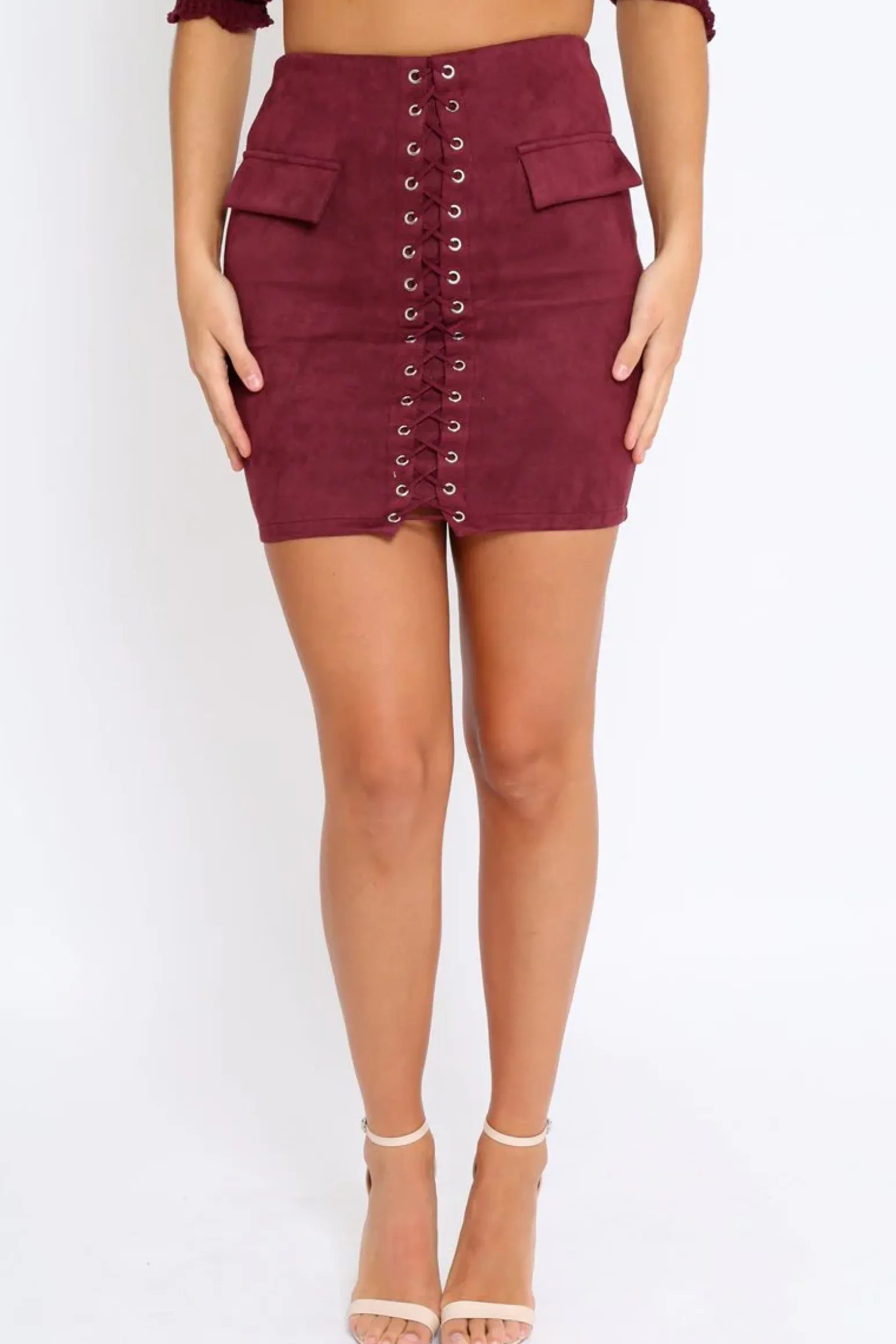 Rebellious Fashion Purple Lace Up Suedette Mini Skirt - Lotty