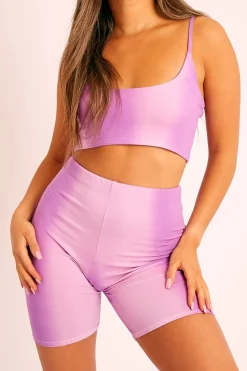 Rebellious Fashion Purple Ombre Crop Top Cycling Shorts Co-ord - Gillie