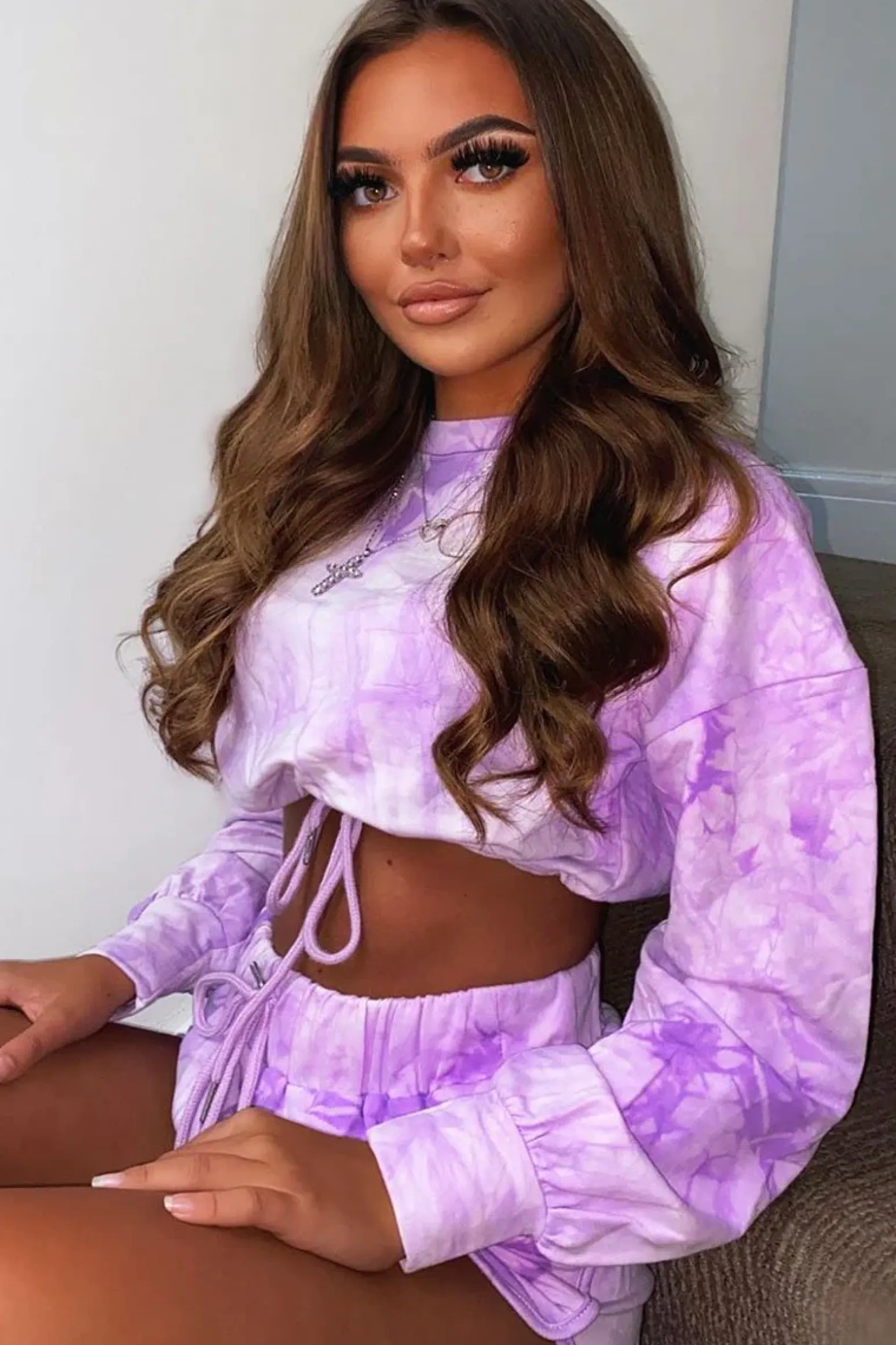 Rebellious Fashion Purple Tie Dye Sweatshirt Shorts Loungewear Set - Jessa