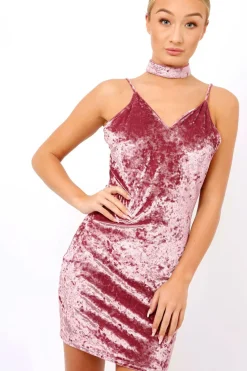 Rebellious Fashion Purple Velvet Slip On Choker Dress - Meadow