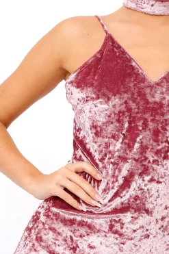Rebellious Fashion Purple Velvet Slip On Choker Dress - Meadow