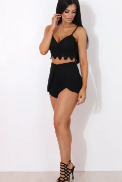 Rebellious Fashion Rachel Black Crochet Shorts