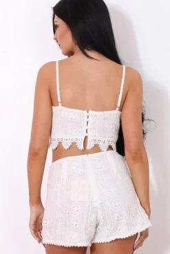 Rebellious Fashion Rachel White Crochet Short