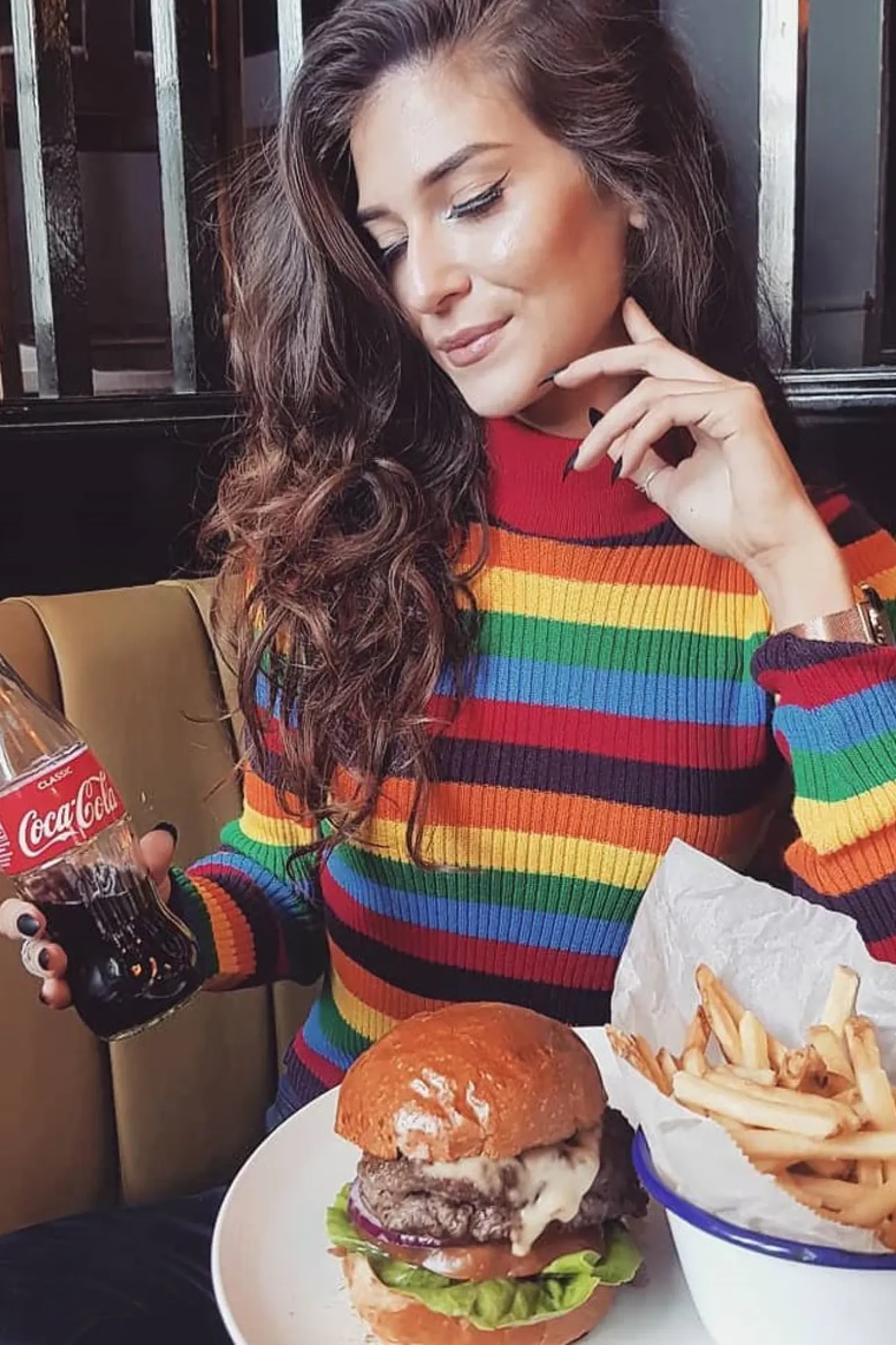 Rebellious Fashion Rainbow Stripe Turtleneck Long Sleeve Jumper - Jonie