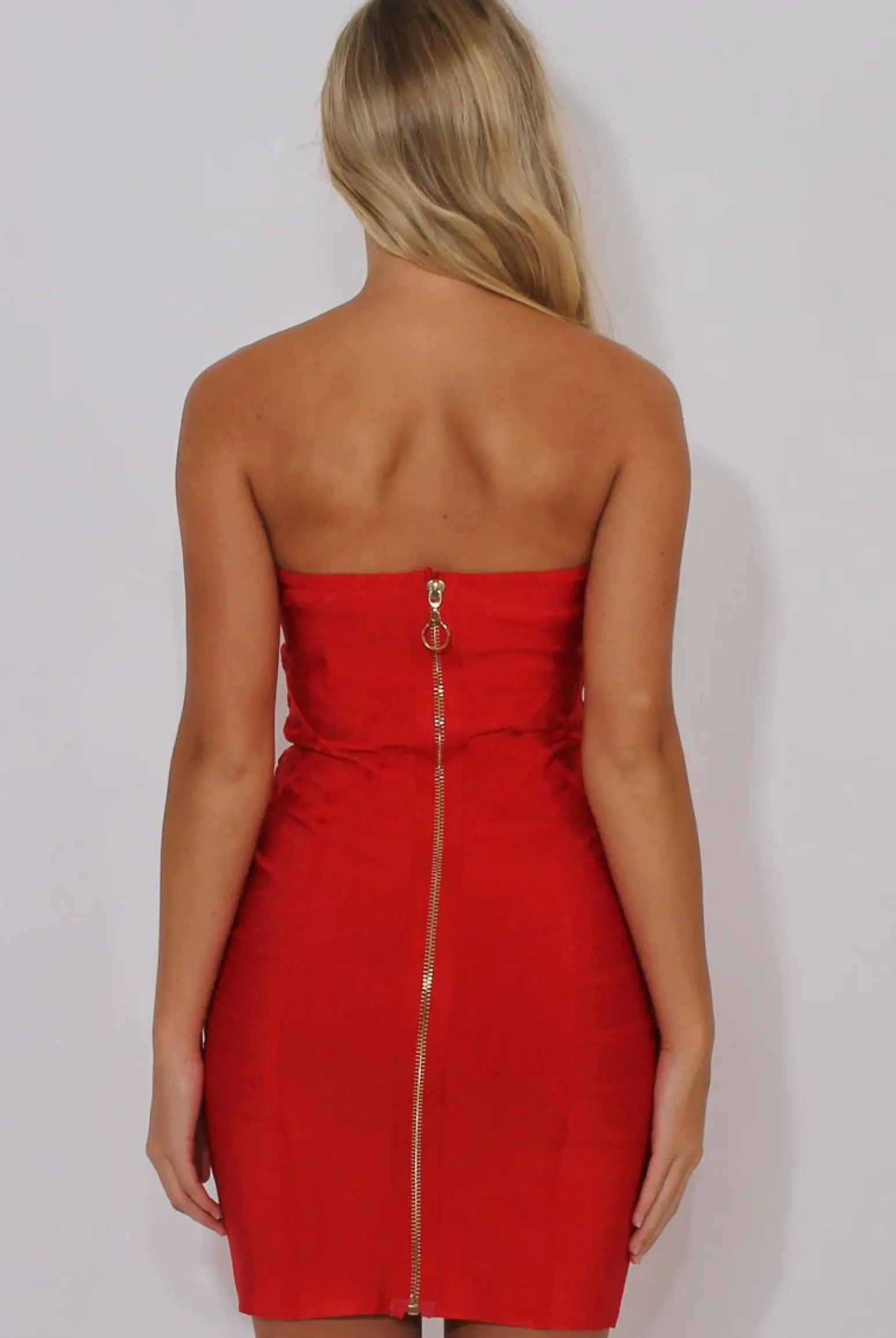 Rebellious Fashion Red Bandage Bandeau Mini Dress - Cherise