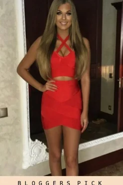 Rebellious Fashion Red Bandage Bodycon Mini Dress - Nevada