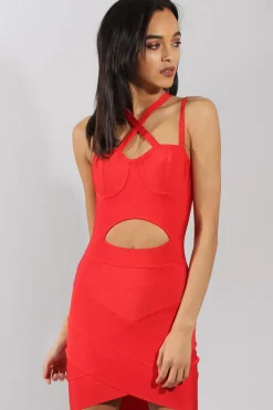 Rebellious Fashion Red Bandage Bodycon Mini Dress - Nevada
