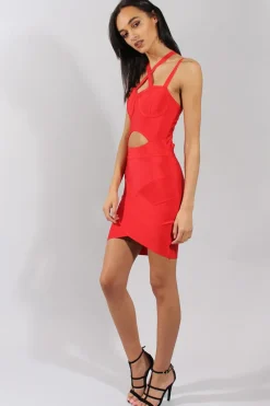 Rebellious Fashion Red Bandage Bodycon Mini Dress - Nevada