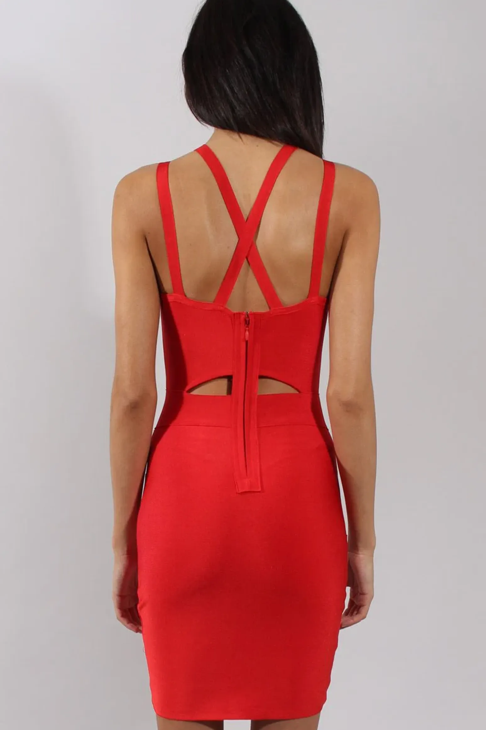 Rebellious Fashion Red Bandage Bodycon Mini Dress - Nevada