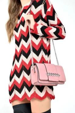 Rebellious Fashion Red Pink Black Chevron Jumper Dress - Kalise