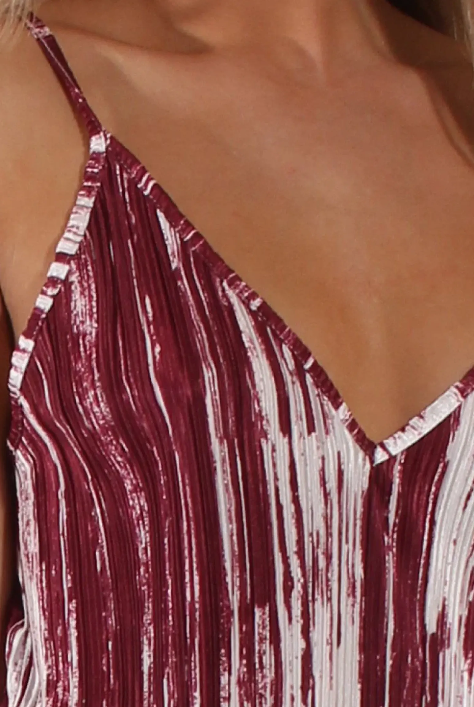 Rebellious Fashion Red & White Pattern Pleated Dress - Cherry