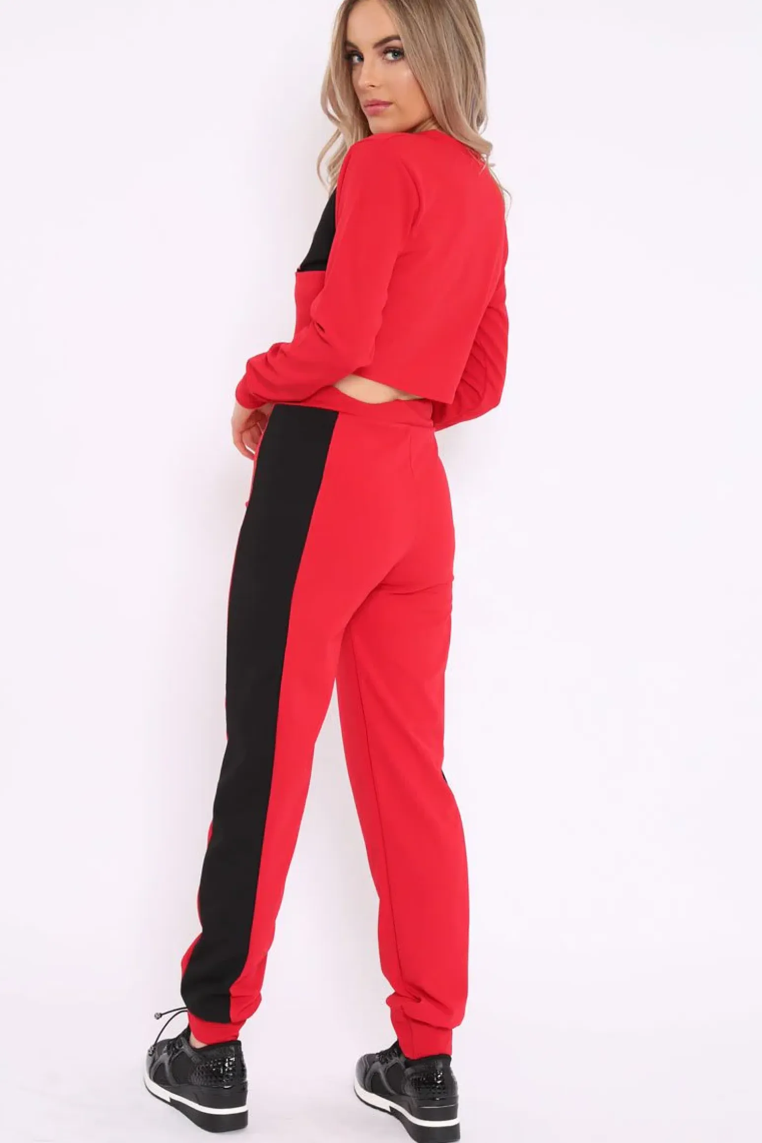 Rebellious Fashion Red And Black USA Side Stripe Tracksuit - Simmy