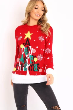 Rebellious Fashion Red A Very Merry Christmas Slogan Jumper - Lotta