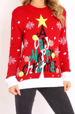 Rebellious Fashion Red A Very Merry Christmas Slogan Jumper - Lotta