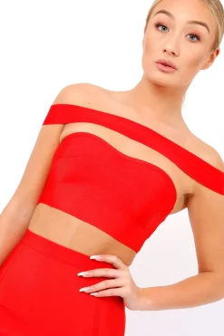 Rebellious Fashion Red Bandage Crop Top - Fiora