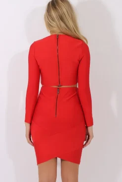 Rebellious Fashion Red Bandage Skirt Co-ord - Lola