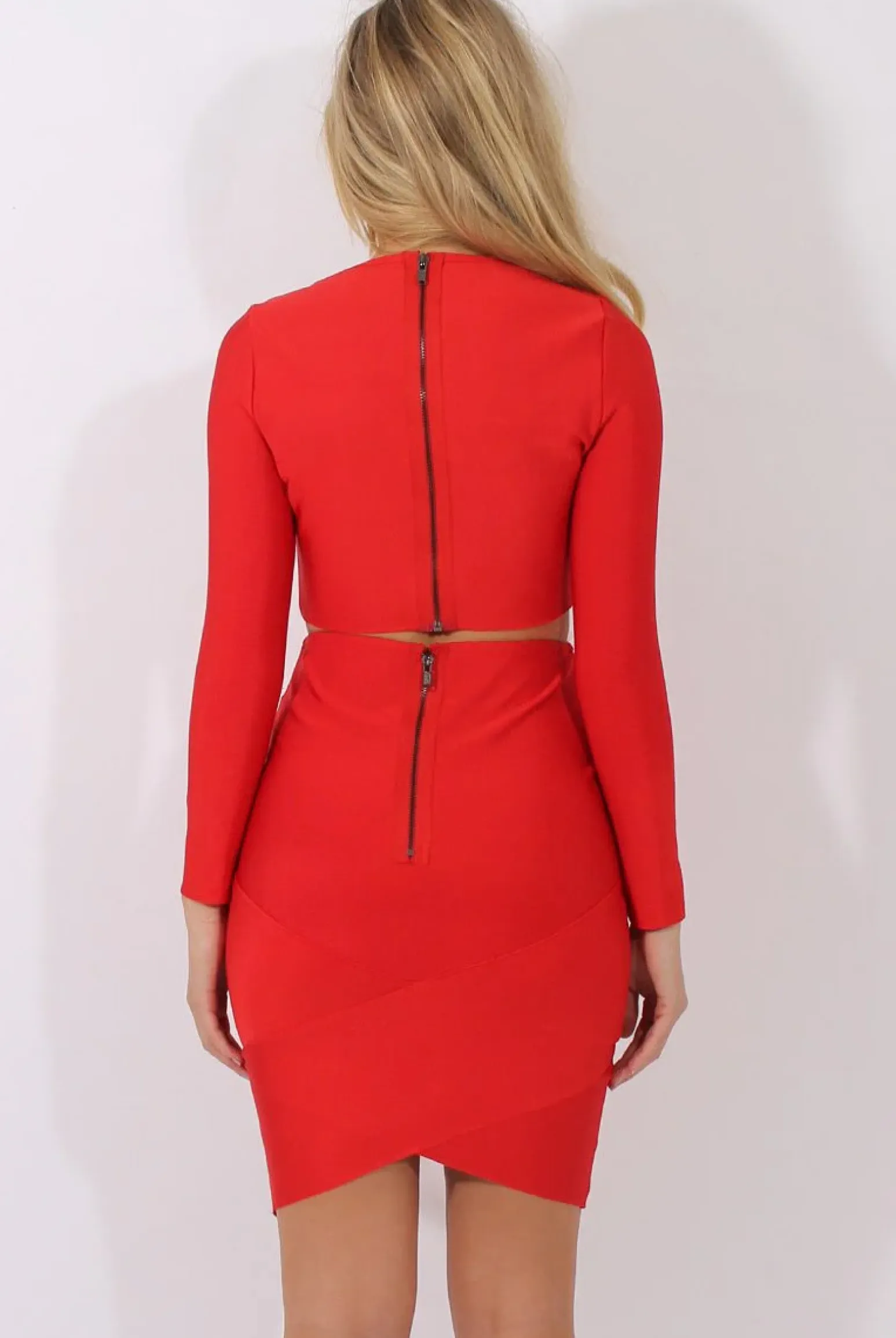 Rebellious Fashion Red Bandage Skirt Co-ord - Lola