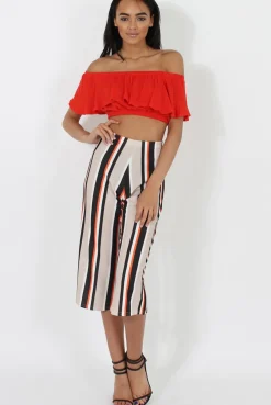 Rebellious Fashion Red Bardot Crop Top - Adelaide