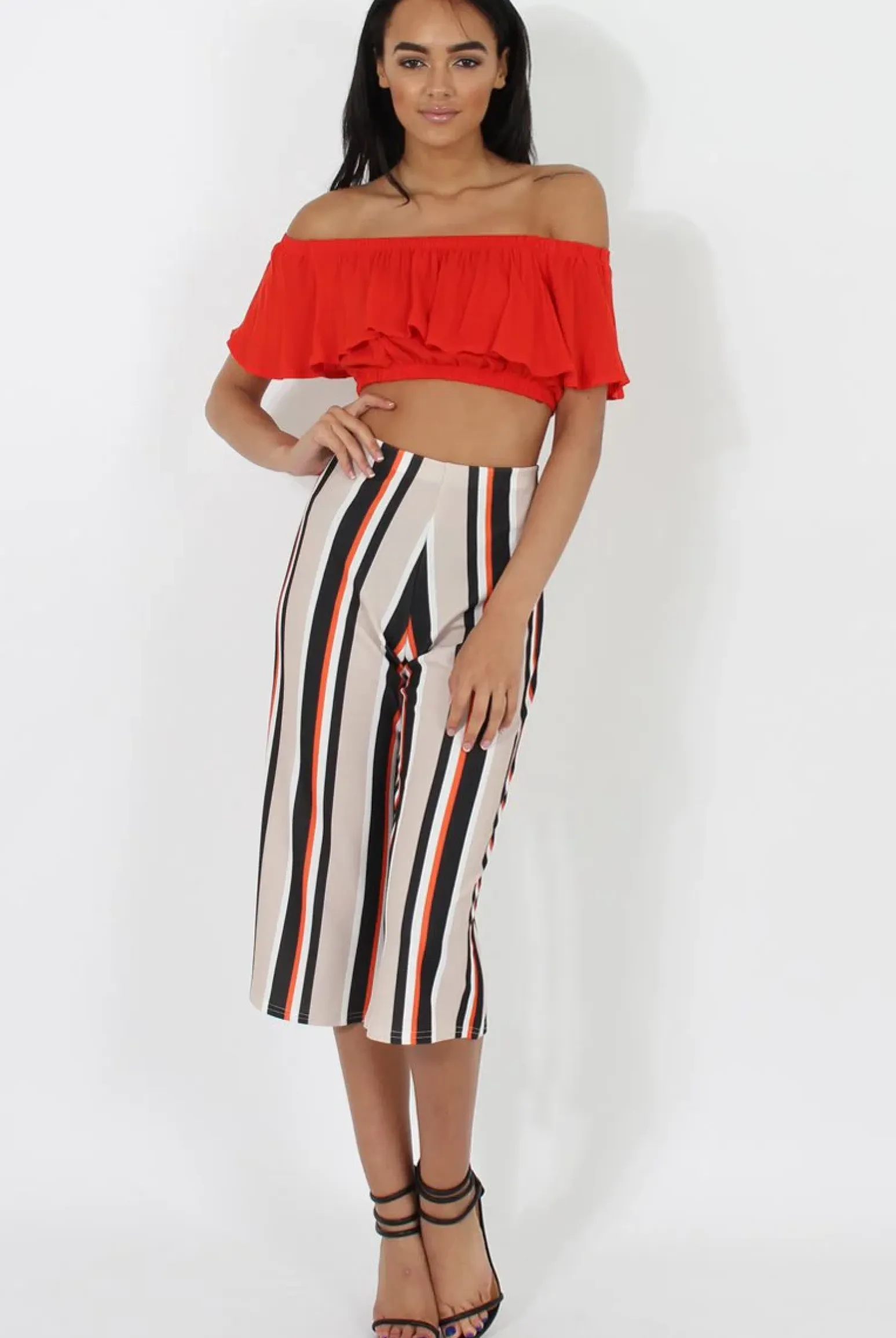 Rebellious Fashion Red Bardot Crop Top - Adelaide