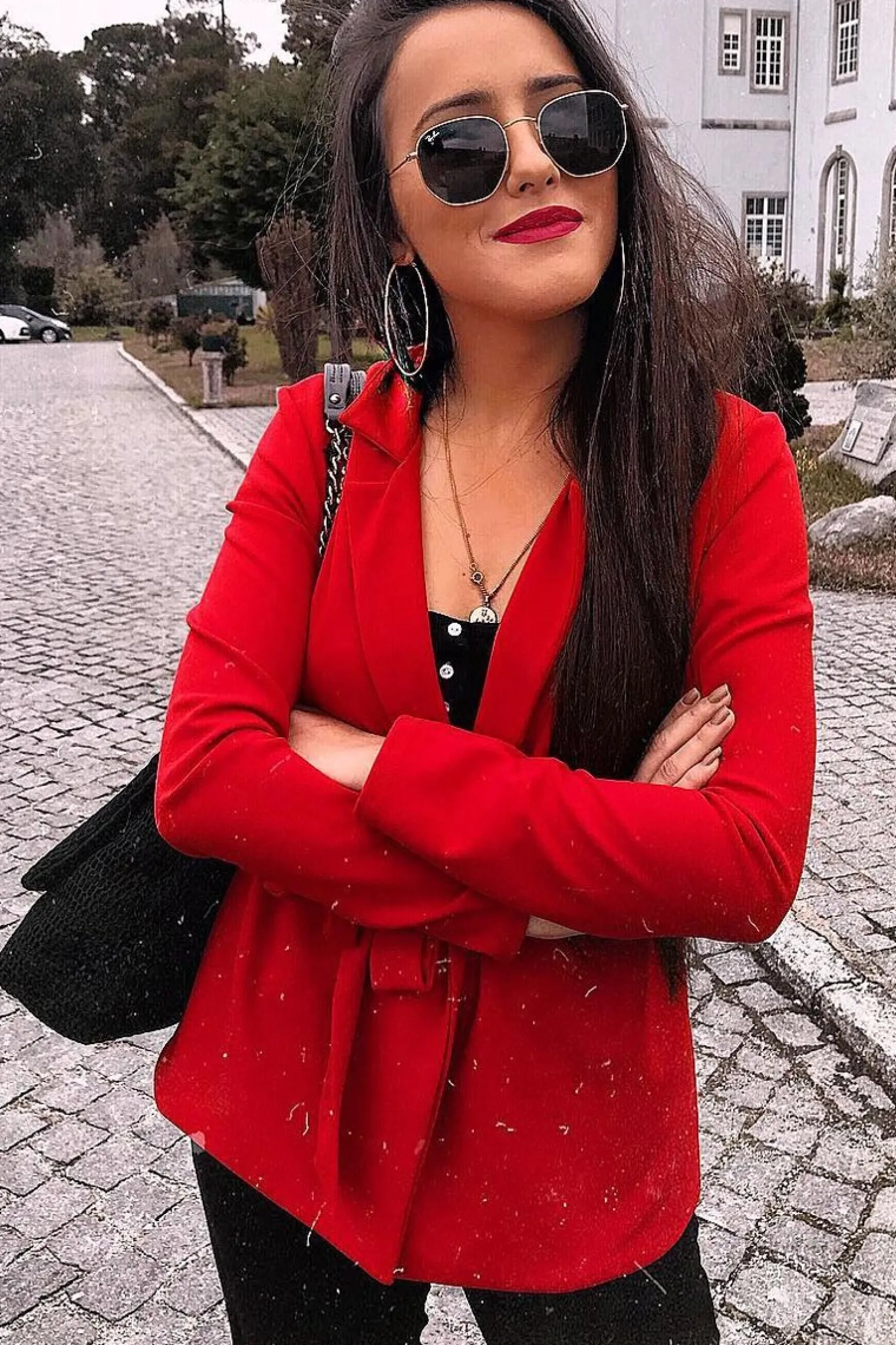 Rebellious Fashion Red Belted Blazer - Kenna