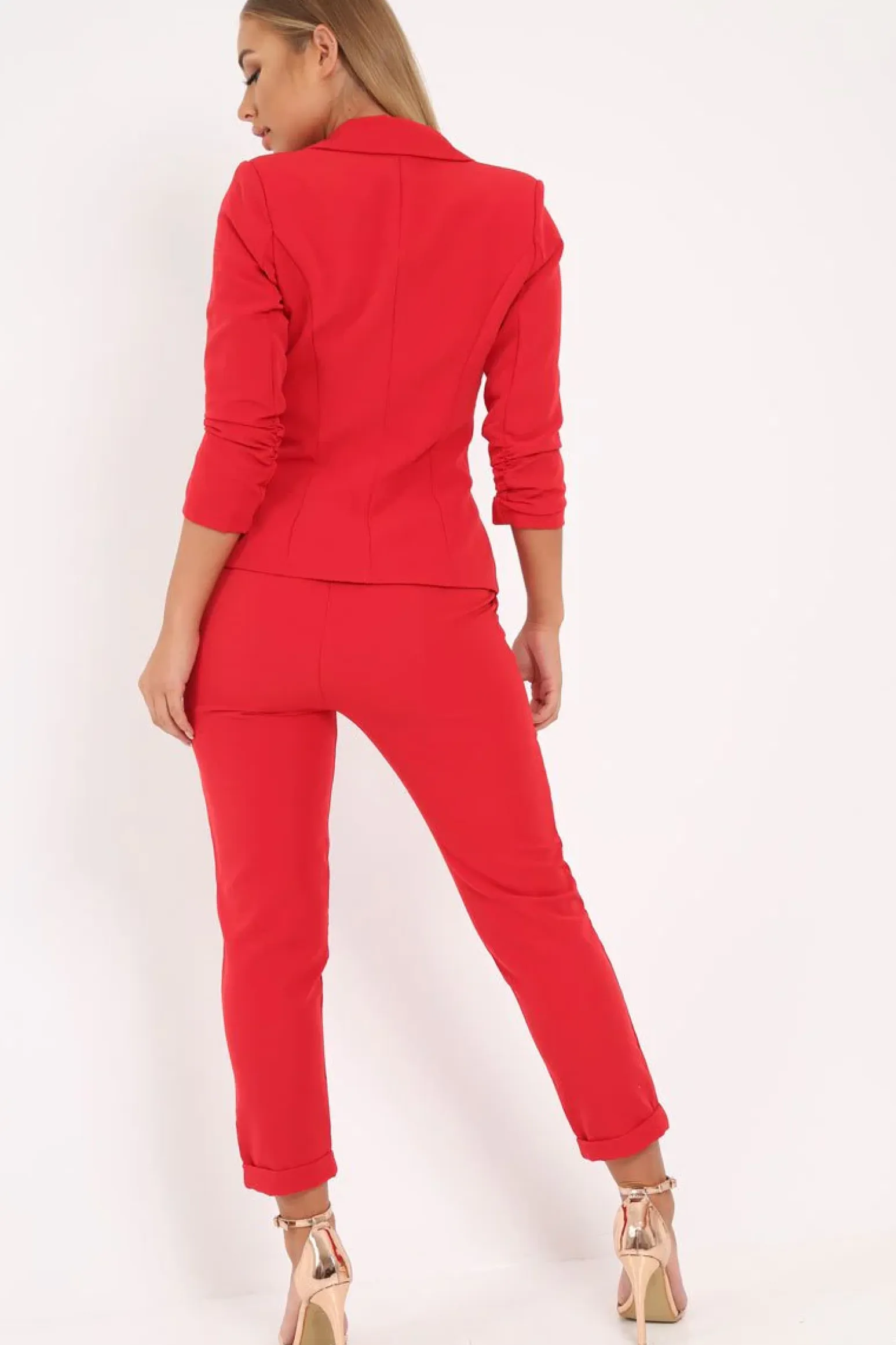 Rebellious Fashion Red Blazer and Trousers Co-Ord - Rossie