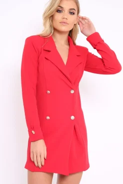 Rebellious Fashion Red Blazer Dress - Maura