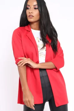 Rebellious Fashion Red Blazer - Karrie