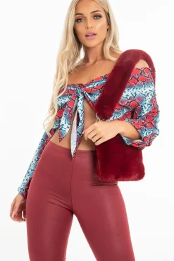 Rebellious Fashion Red Blue Snake Oversized Button Down Shirt - Sopha
