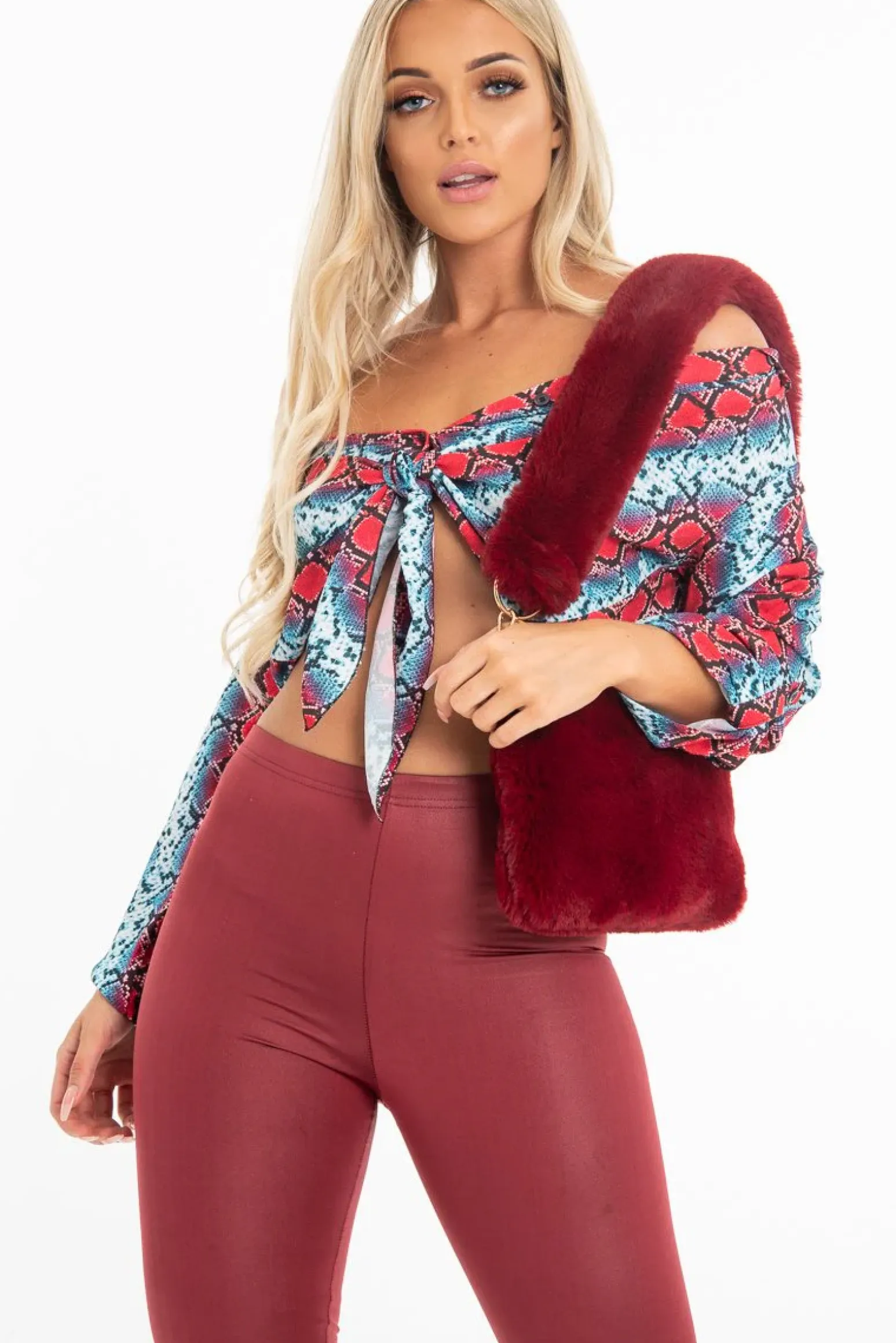 Rebellious Fashion Red Blue Snake Oversized Button Down Shirt - Sopha