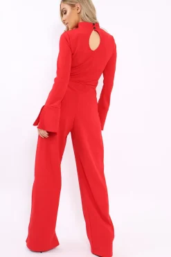 Rebellious Fashion Red Button Detail Co-ord - Kendi