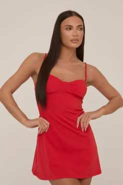 Rebellious Fashion Red Cami Mini Dress - Keoni