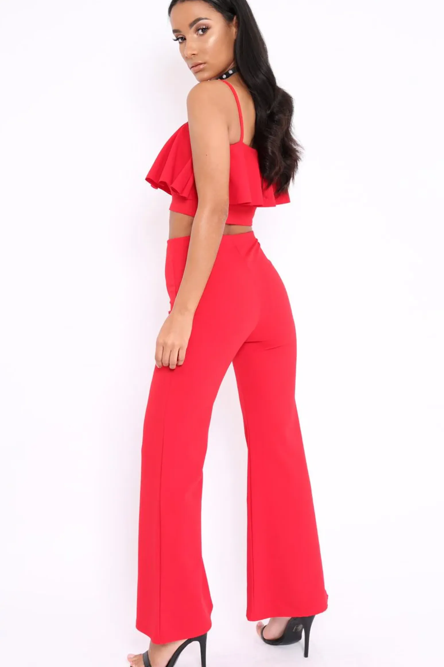 Rebellious Fashion Red Cami Trouser Two Piece Set - Roselle