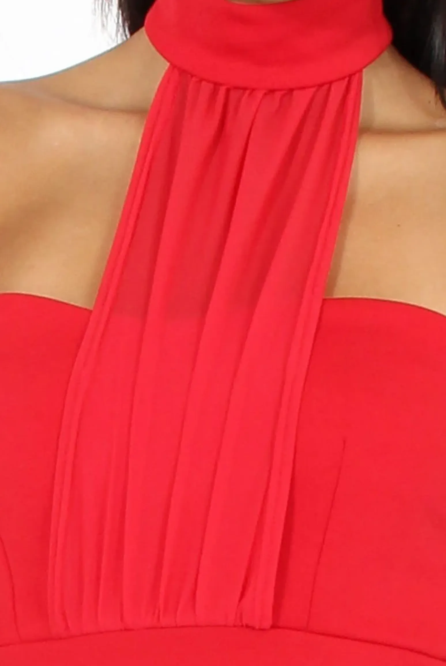 Rebellious Fashion Red Choker Bandeau Mesh Dress - Alva