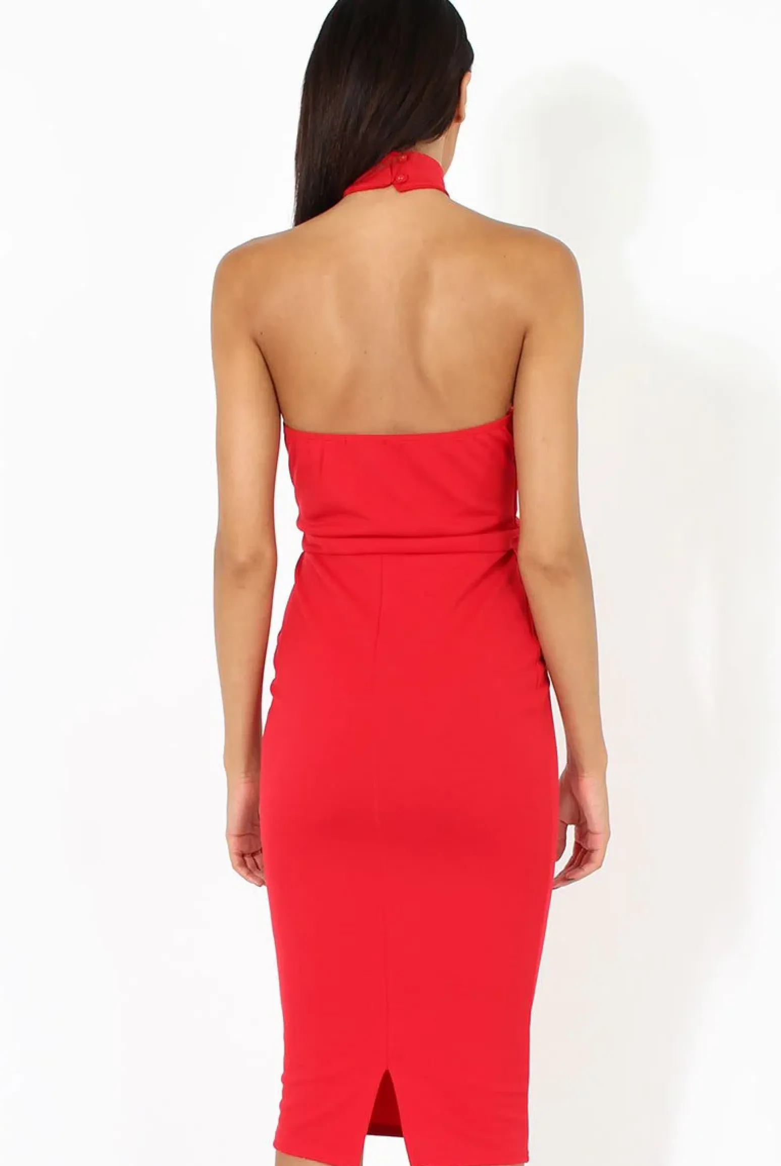 Rebellious Fashion Red Choker Bandeau Mesh Dress - Alva
