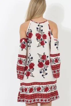 Rebellious Fashion Red Cold Shoulder Dress - Nancy