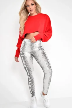 Rebellious Fashion Red Cropped Batwing Jumper - Lizy