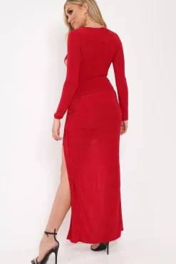 Rebellious Fashion Red Cross Over Cut Out Asymmetrical Hem Dress - Faythe