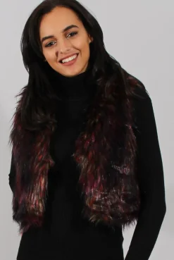 Rebellious Fashion Reddish Hue Faux Fur Cropped Gilet - Marva