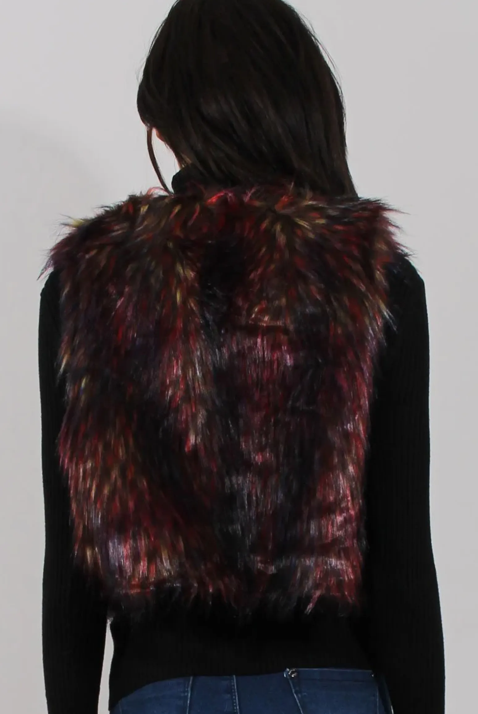 Rebellious Fashion Reddish Hue Faux Fur Cropped Gilet - Marva