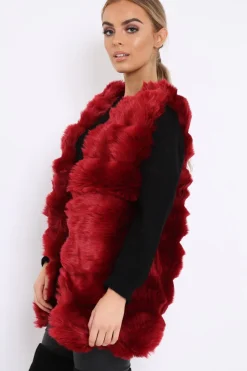Rebellious Fashion Red Faux Fur Gilet - Shelby