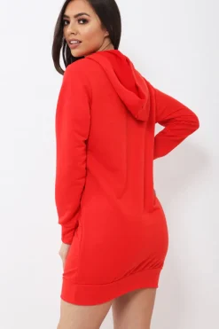 Rebellious Fashion Red Femme Fatal Hooded Dress - Ivanna