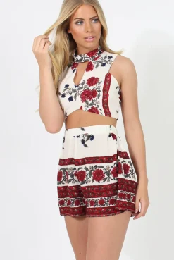 Rebellious Fashion Red Floral Print Co-Ord - Poppy