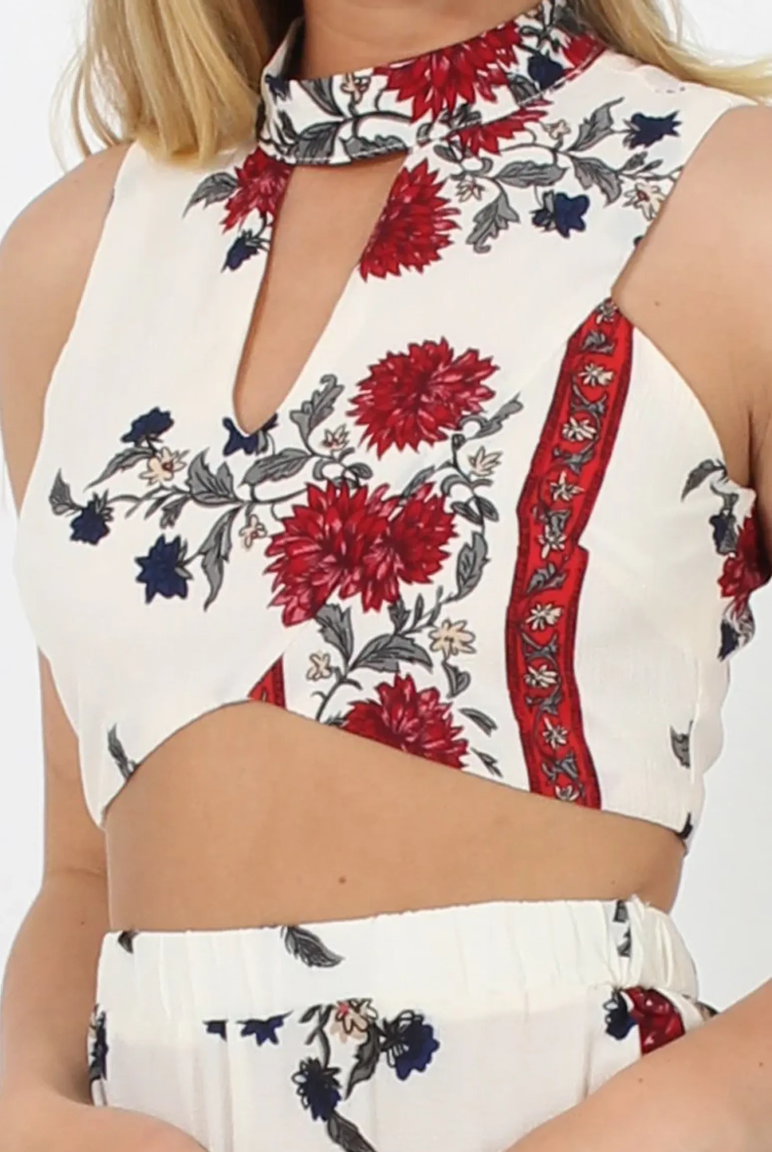 Rebellious Fashion Red Floral Print Co-Ord - Poppy